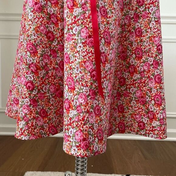 Vintage 90s City Triangles Floral Fit & Flare Spaghetti Strap Dress S 5 6 - Picture 4 of 9